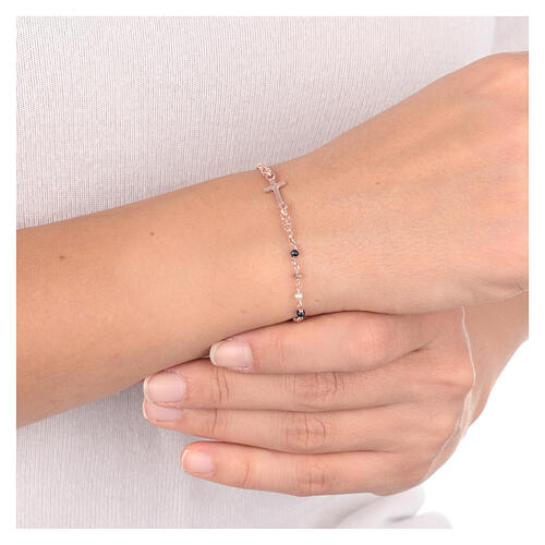 armband von amen mit wundertatige medaille und rauchfarbene kristalle 925er silber