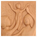 bassrelief heilige familie holz handgeschnitzt 30x105 cm peru