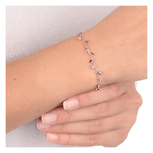 rose armband mit mehrfarbigen zirkonia von amen