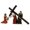 Aufstieg zum Kalvarienberg, Jesus, ein Samariter und Veronika, für 15 cm Krippe